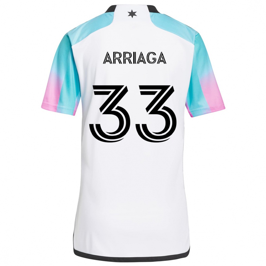 Gyermek Labdarúgás Kervin Arriaga #33 Fehér Kék Fekete Idegenbeli Jersey 2024/25 Mez Póló Ing