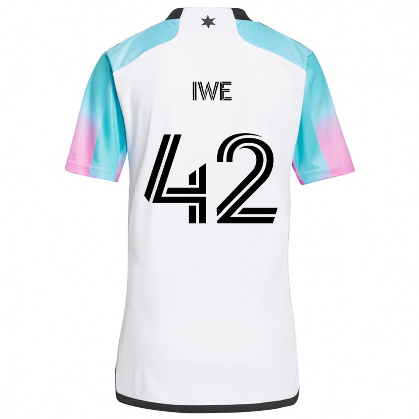 Gyermek Labdarúgás Emmanuel Iwe #42 Fehér Kék Fekete Idegenbeli Jersey 2024/25 Mez Póló Ing