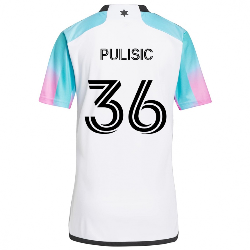 Gyermek Labdarúgás Will Pulisic #36 Fehér Kék Fekete Idegenbeli Jersey 2024/25 Mez Póló Ing