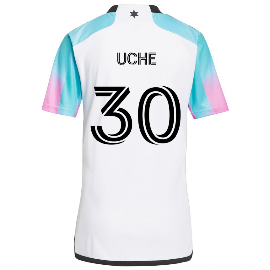 Gyermek Labdarúgás Cc Uche #30 Fehér Kék Fekete Idegenbeli Jersey 2024/25 Mez Póló Ing