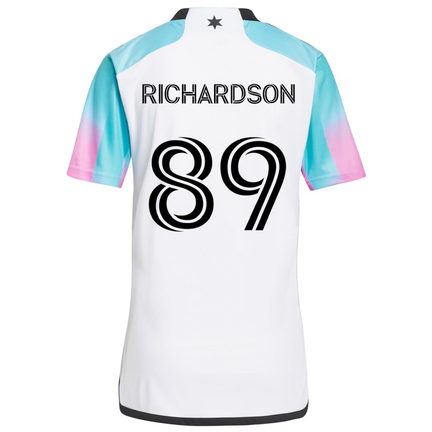 Gyermek Labdarúgás Nick Richardson #89 Fehér Kék Fekete Idegenbeli Jersey 2024/25 Mez Póló Ing