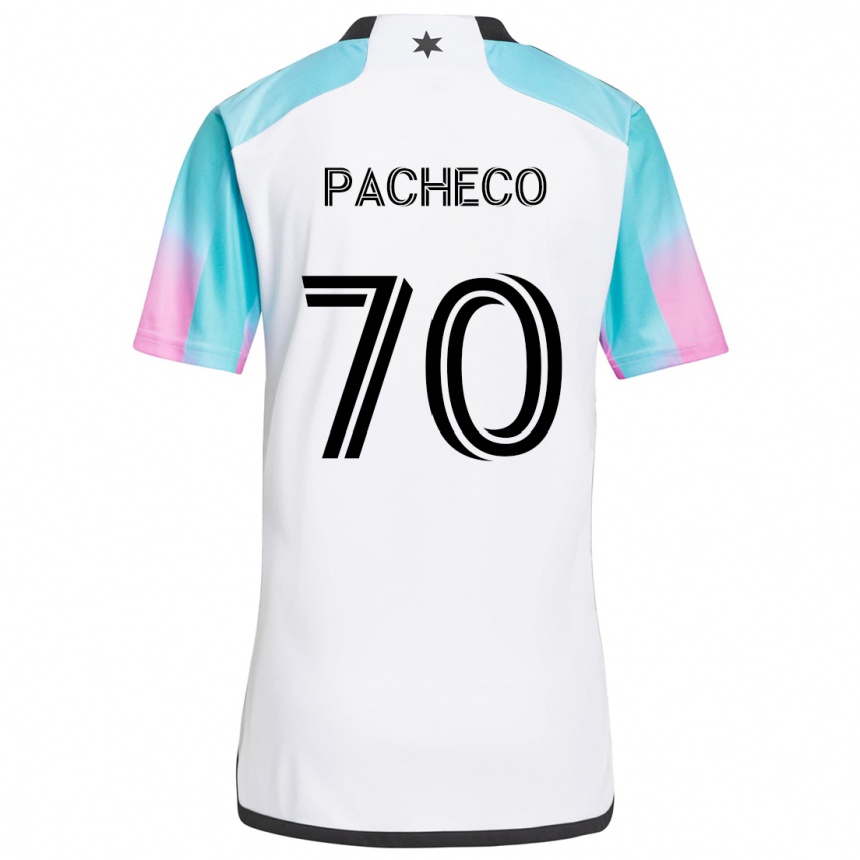 Gyermek Labdarúgás Diogo Pacheco #70 Fehér Kék Fekete Idegenbeli Jersey 2024/25 Mez Póló Ing