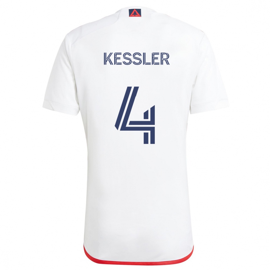 Gyermek Labdarúgás Henry Kessler #4 Fehér Piros Idegenbeli Jersey 2024/25 Mez Póló Ing