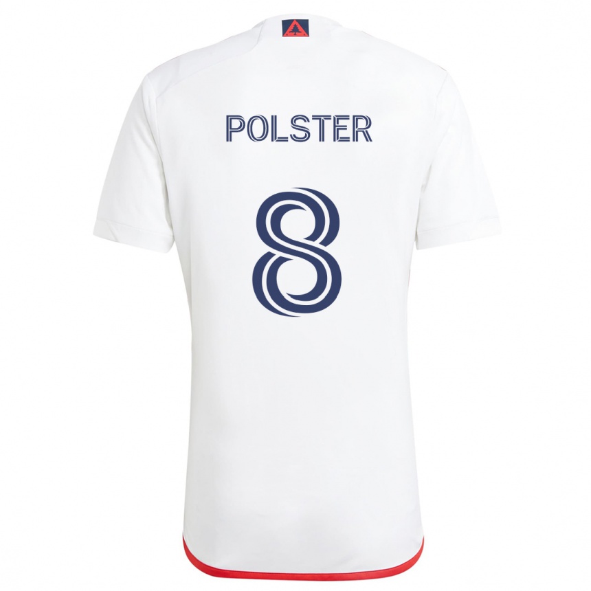 Gyermek Labdarúgás Matt Polster #8 Fehér Piros Idegenbeli Jersey 2024/25 Mez Póló Ing