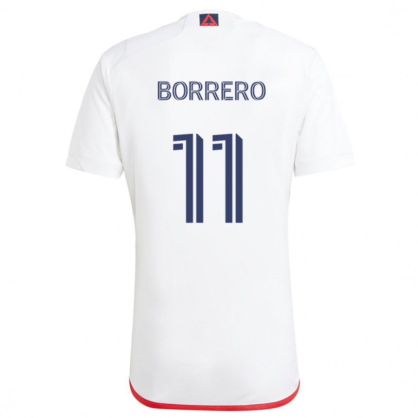 Gyermek Labdarúgás Dylan Borrero #11 Fehér Piros Idegenbeli Jersey 2024/25 Mez Póló Ing