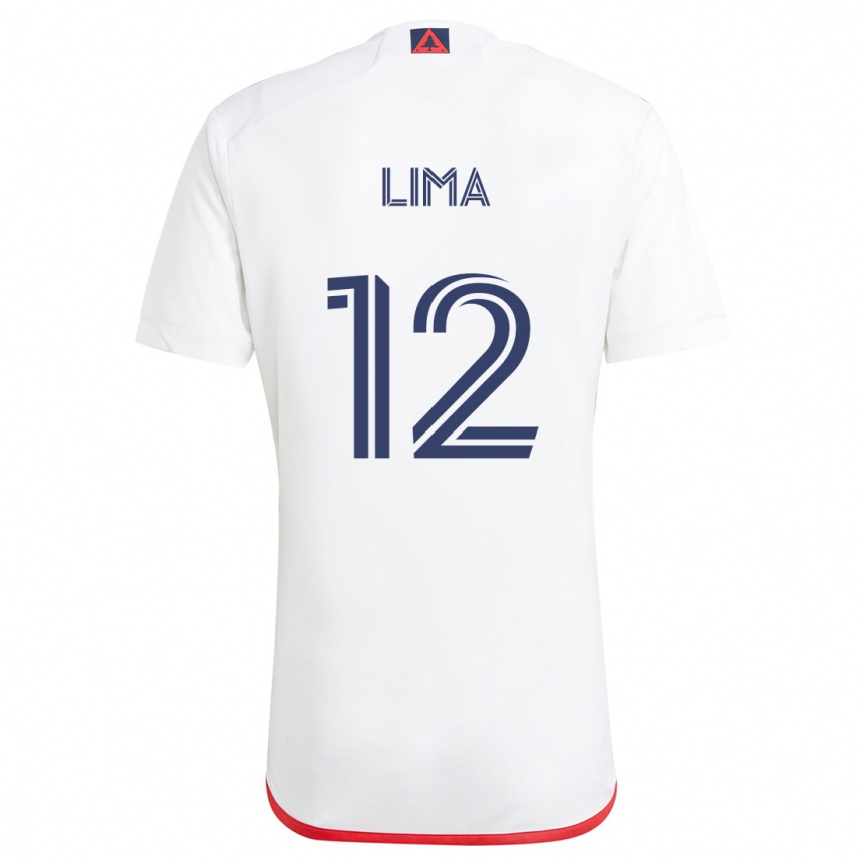 Gyermek Labdarúgás Nick Lima #12 Fehér Piros Idegenbeli Jersey 2024/25 Mez Póló Ing