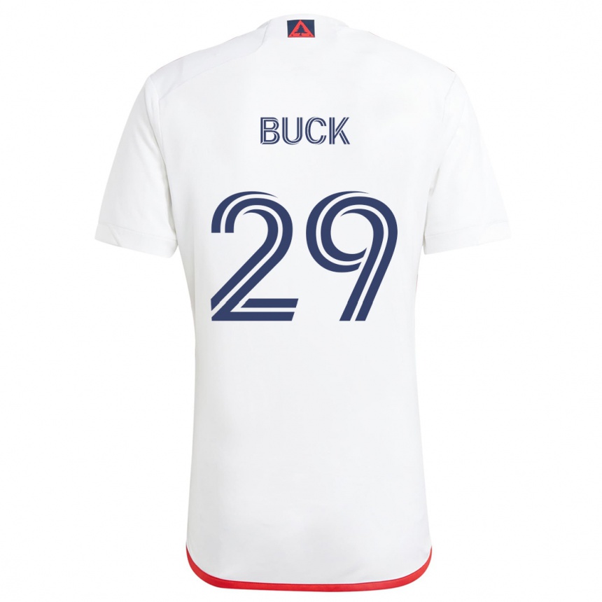 Gyermek Labdarúgás Noel Buck #29 Fehér Piros Idegenbeli Jersey 2024/25 Mez Póló Ing