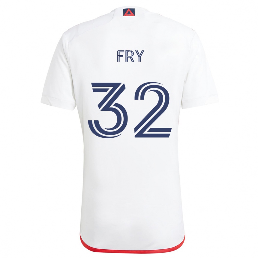 Gyermek Labdarúgás Malcolm Fry #32 Fehér Piros Idegenbeli Jersey 2024/25 Mez Póló Ing