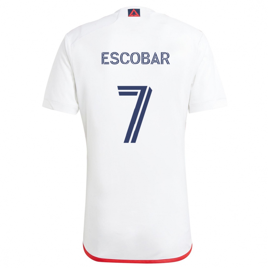 Gyermek Labdarúgás Olger Escobar #7 Fehér Piros Idegenbeli Jersey 2024/25 Mez Póló Ing