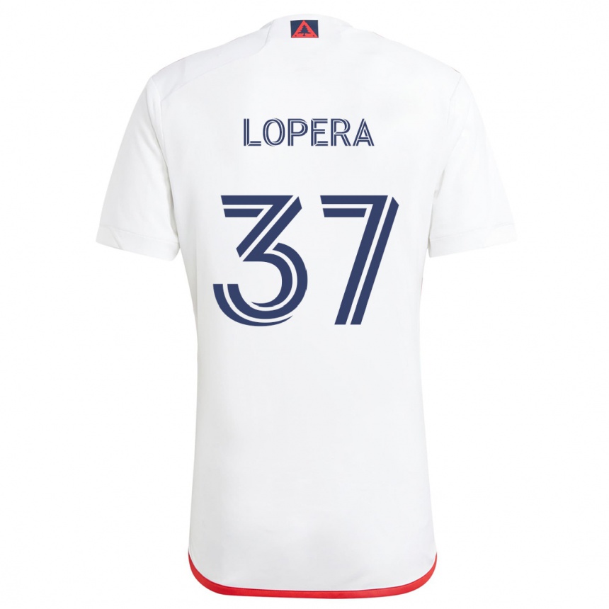 Gyermek Labdarúgás Steban Lopera #37 Fehér Piros Idegenbeli Jersey 2024/25 Mez Póló Ing