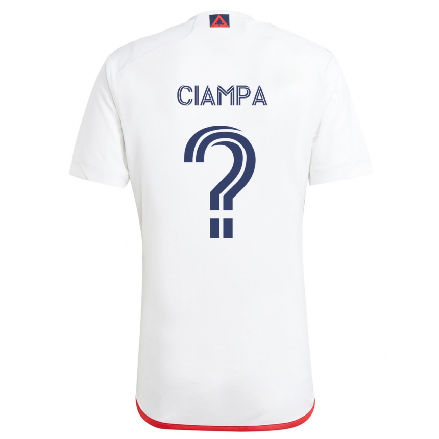 Gyermek Labdarúgás Giuseppe Ciampa #0 Fehér Piros Idegenbeli Jersey 2024/25 Mez Póló Ing