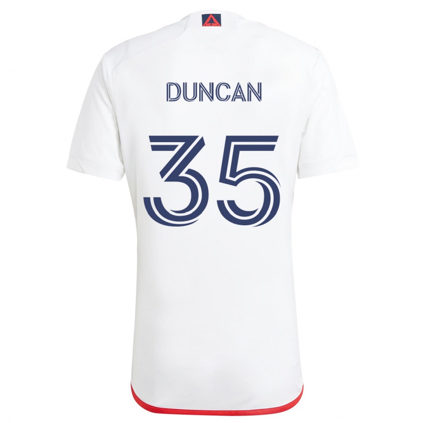 Gyermek Labdarúgás Nakye Greenidge-Duncan #35 Fehér Piros Idegenbeli Jersey 2024/25 Mez Póló Ing