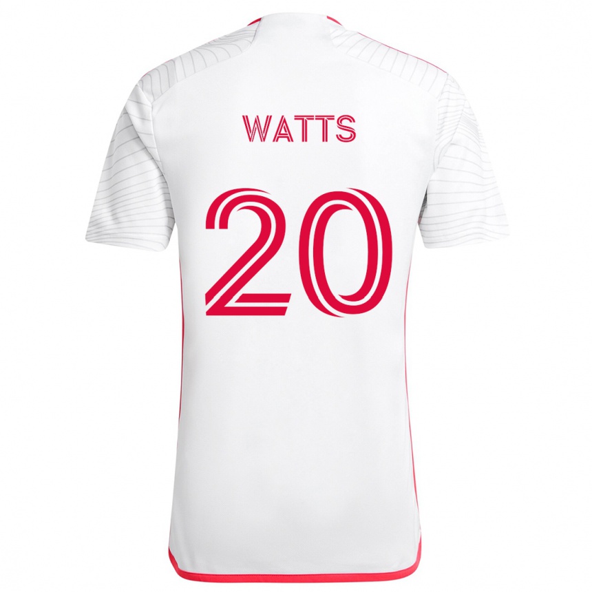 Gyermek Labdarúgás Akil Watts #20 Fehér Piros Idegenbeli Jersey 2024/25 Mez Póló Ing