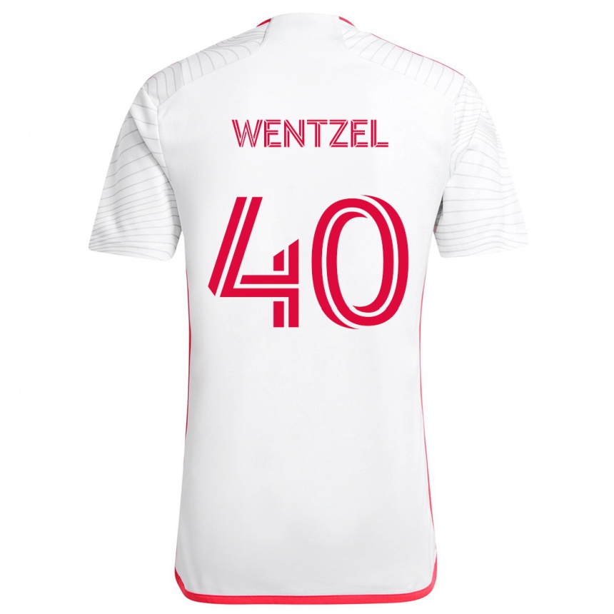 Gyermek Labdarúgás Michael Wentzel #40 Fehér Piros Idegenbeli Jersey 2024/25 Mez Póló Ing