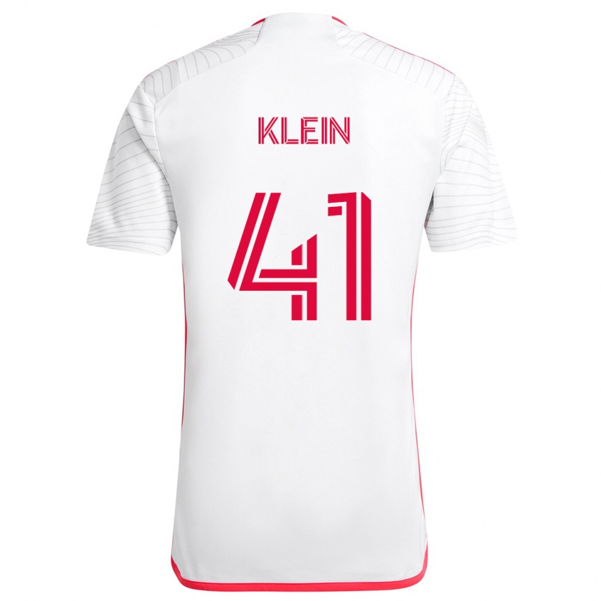 Gyermek Labdarúgás Johnny Klein #41 Fehér Piros Idegenbeli Jersey 2024/25 Mez Póló Ing