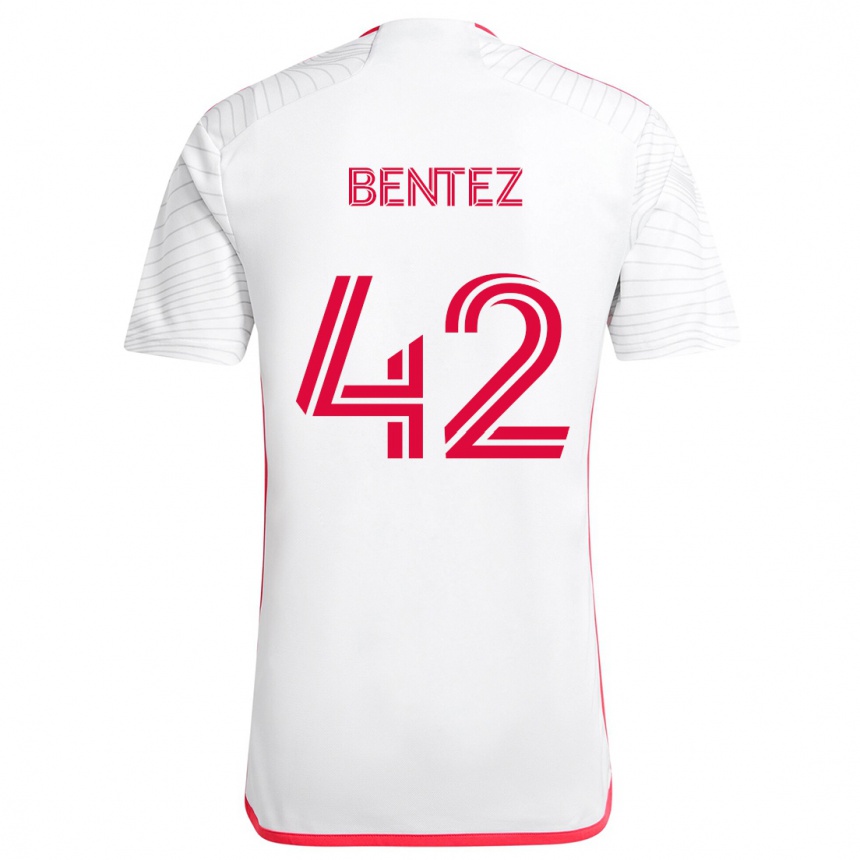 Gyermek Labdarúgás Óscar Benítez #42 Fehér Piros Idegenbeli Jersey 2024/25 Mez Póló Ing