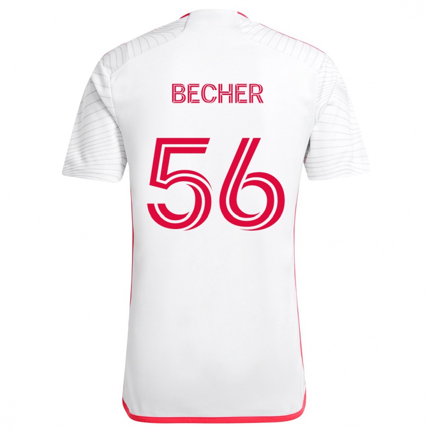 Gyermek Labdarúgás Ryan Becher #56 Fehér Piros Idegenbeli Jersey 2024/25 Mez Póló Ing