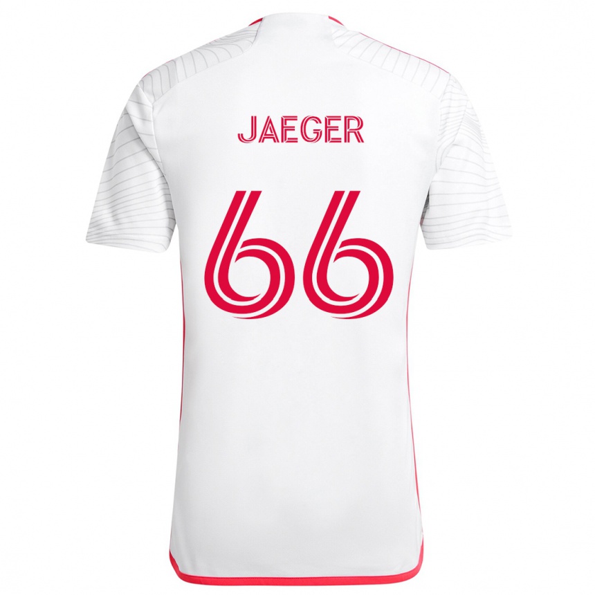 Gyermek Labdarúgás Kai Jaeger #66 Fehér Piros Idegenbeli Jersey 2024/25 Mez Póló Ing