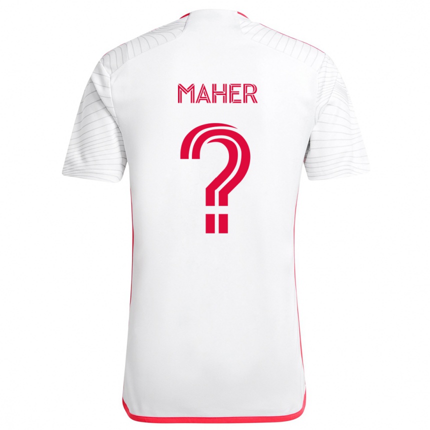 Gyermek Labdarúgás Josh Maher #0 Fehér Piros Idegenbeli Jersey 2024/25 Mez Póló Ing