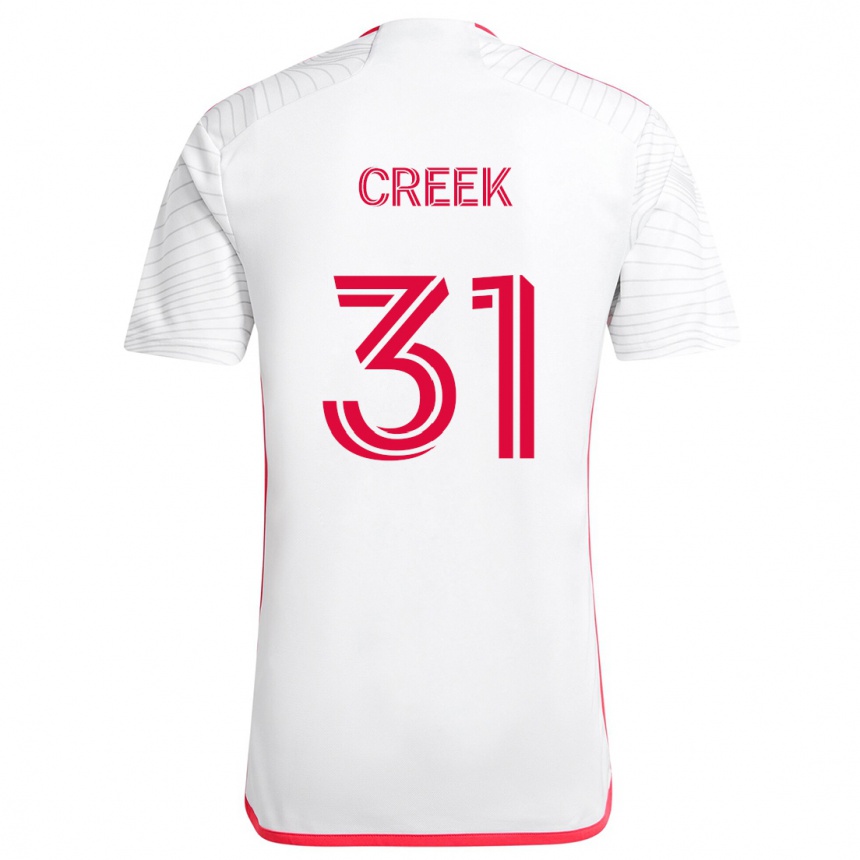 Gyermek Labdarúgás Michael Creek #31 Fehér Piros Idegenbeli Jersey 2024/25 Mez Póló Ing