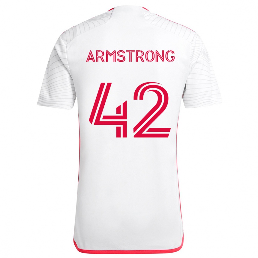 Gyermek Labdarúgás Ezra Armstrong #42 Fehér Piros Idegenbeli Jersey 2024/25 Mez Póló Ing