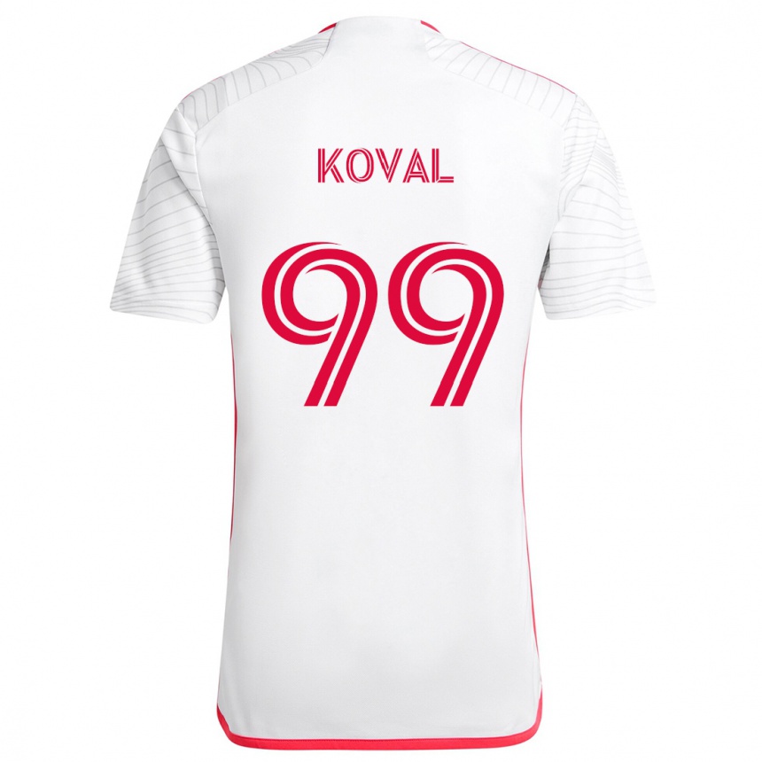 Gyermek Labdarúgás Stanislav Koval #99 Fehér Piros Idegenbeli Jersey 2024/25 Mez Póló Ing