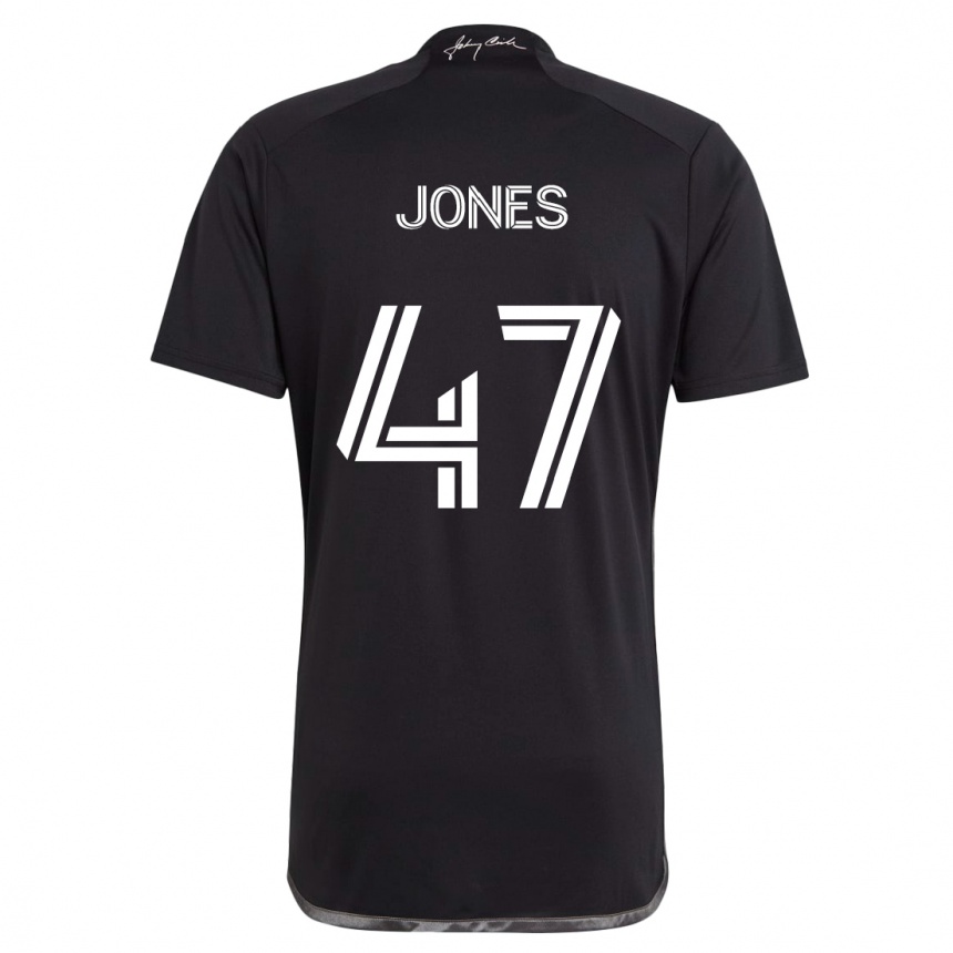 Gyermek Labdarúgás Isaiah Jones #47 Fekete Idegenbeli Jersey 2024/25 Mez Póló Ing