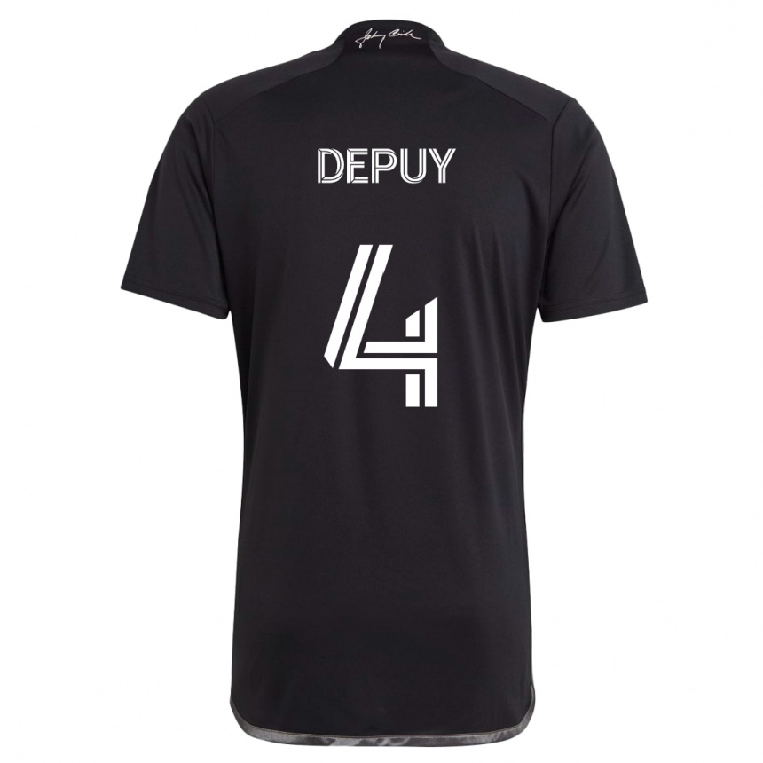 Gyermek Labdarúgás Nick Depuy #4 Fekete Idegenbeli Jersey 2024/25 Mez Póló Ing