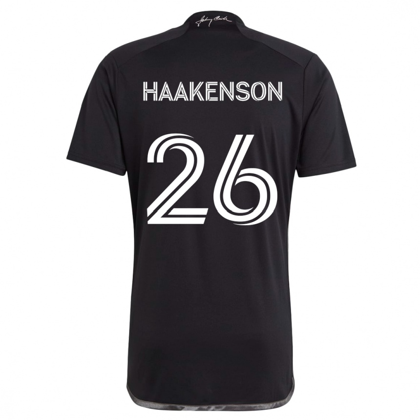 Gyermek Labdarúgás Luke Haakenson #26 Fekete Idegenbeli Jersey 2024/25 Mez Póló Ing