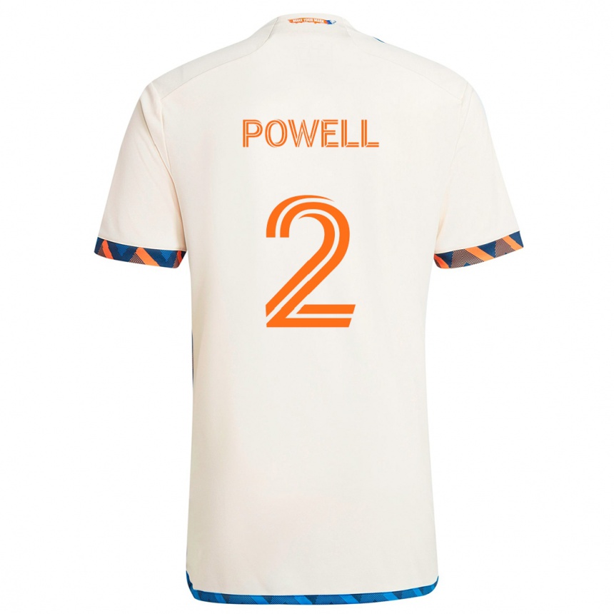 Gyermek Labdarúgás Alvas Powell #2 Fehér Narancs Idegenbeli Jersey 2024/25 Mez Póló Ing