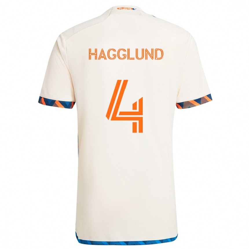 Gyermek Labdarúgás Nick Hagglund #4 Fehér Narancs Idegenbeli Jersey 2024/25 Mez Póló Ing