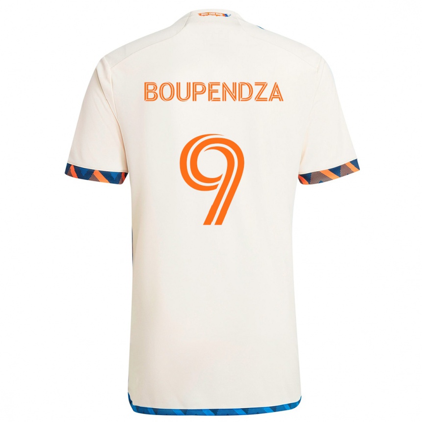 Gyermek Labdarúgás Aaron Boupendza #9 Fehér Narancs Idegenbeli Jersey 2024/25 Mez Póló Ing