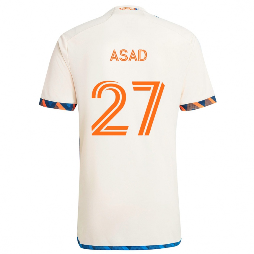 Gyermek Labdarúgás Yamil Asad #27 Fehér Narancs Idegenbeli Jersey 2024/25 Mez Póló Ing