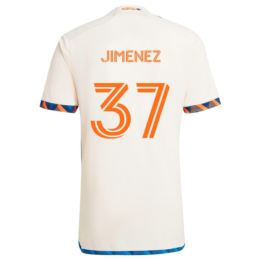 Gyermek Labdarúgás Stiven Jimenez #37 Fehér Narancs Idegenbeli Jersey 2024/25 Mez Póló Ing