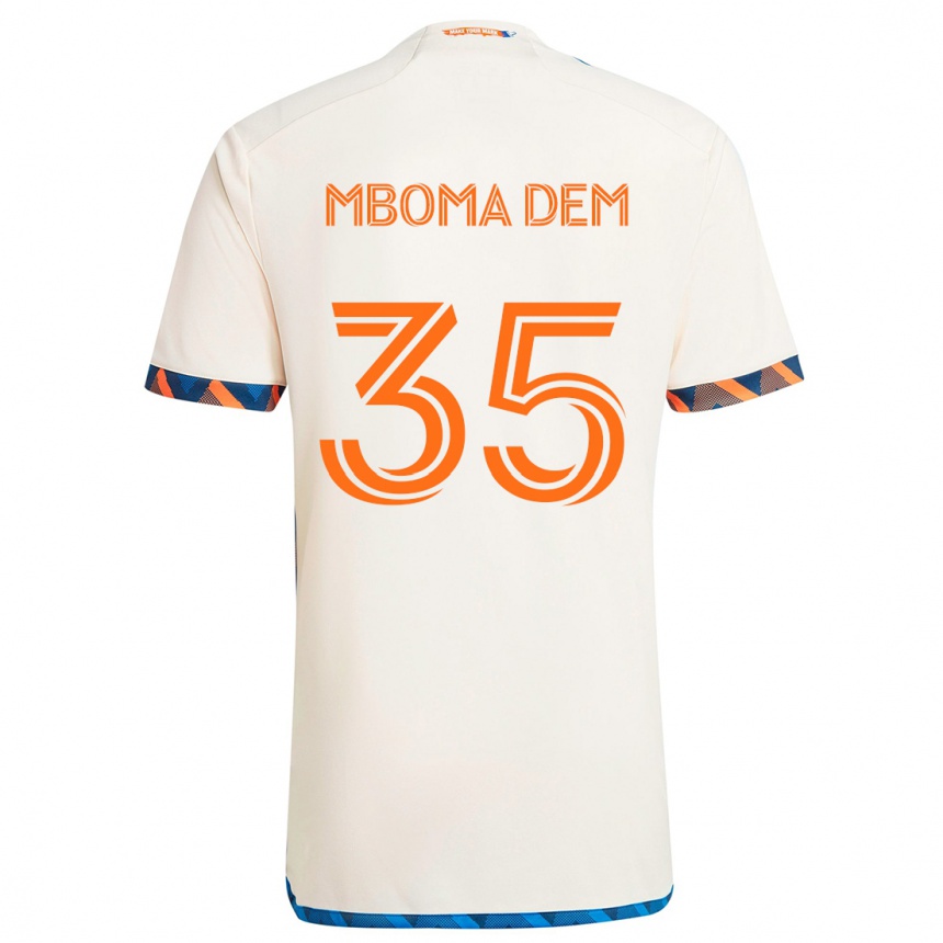 Gyermek Labdarúgás Kenji Mboma Dem #35 Fehér Narancs Idegenbeli Jersey 2024/25 Mez Póló Ing