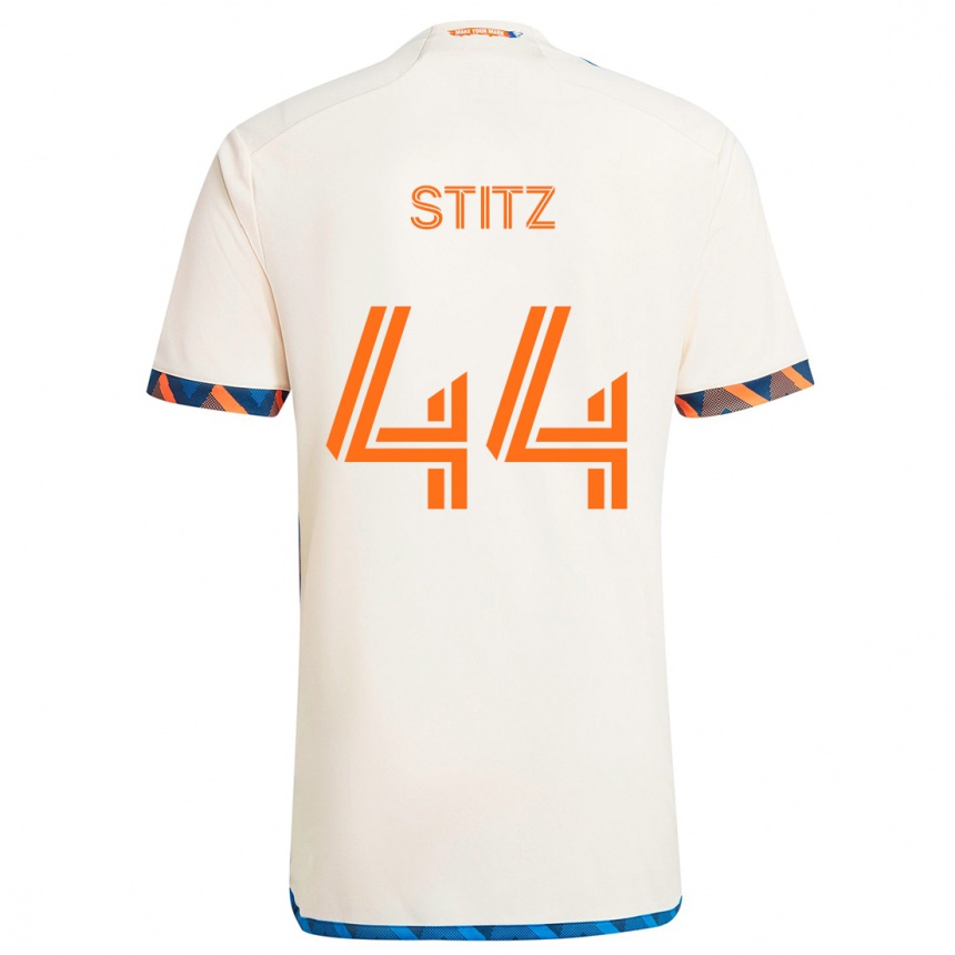 Gyermek Labdarúgás Ben Stitz #44 Fehér Narancs Idegenbeli Jersey 2024/25 Mez Póló Ing