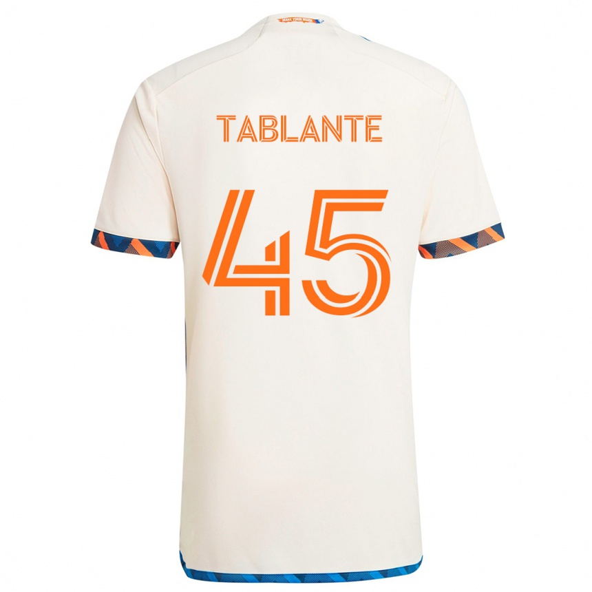 Gyermek Labdarúgás Moises Tablante #45 Fehér Narancs Idegenbeli Jersey 2024/25 Mez Póló Ing