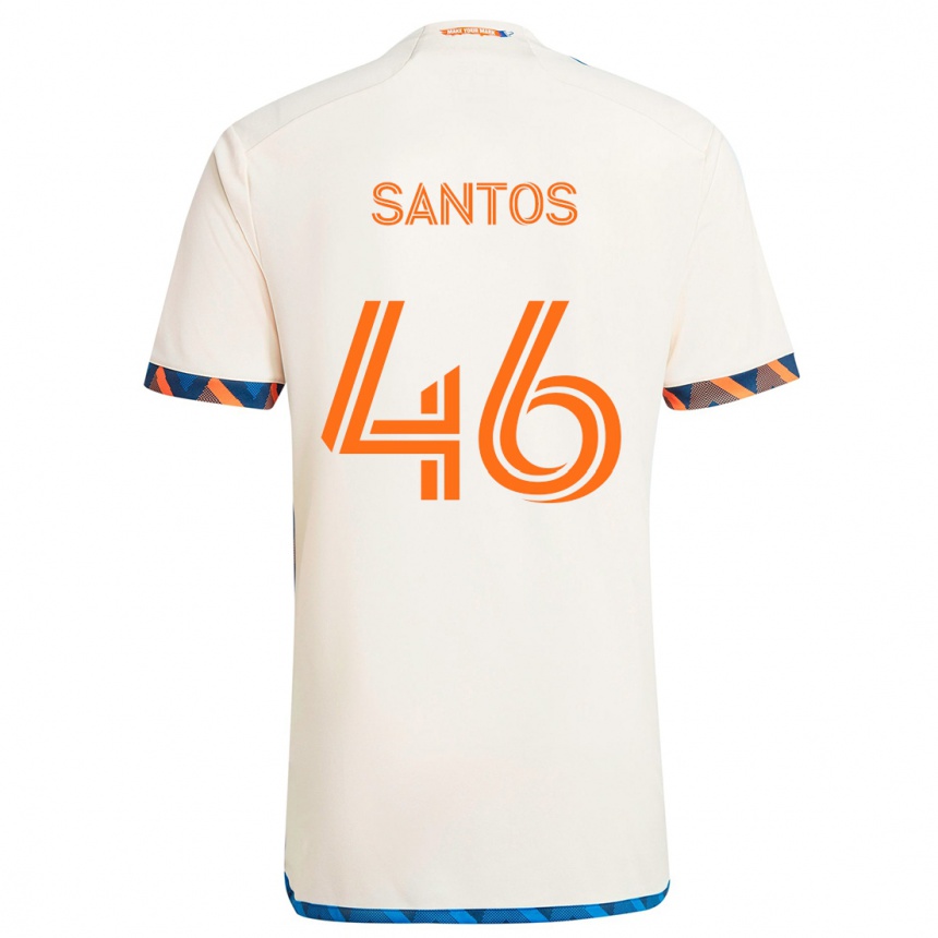 Gyermek Labdarúgás Guilherme Santos #46 Fehér Narancs Idegenbeli Jersey 2024/25 Mez Póló Ing