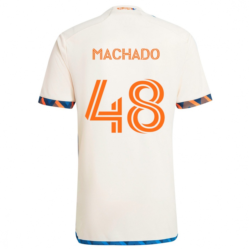 Gyermek Labdarúgás Juan Machado #48 Fehér Narancs Idegenbeli Jersey 2024/25 Mez Póló Ing