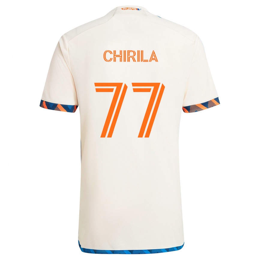 Gyermek Labdarúgás Stefan Chirila #77 Fehér Narancs Idegenbeli Jersey 2024/25 Mez Póló Ing