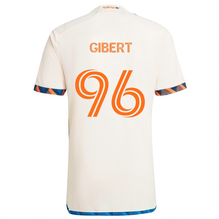 Gyermek Labdarúgás Gaël Gibert #96 Fehér Narancs Idegenbeli Jersey 2024/25 Mez Póló Ing