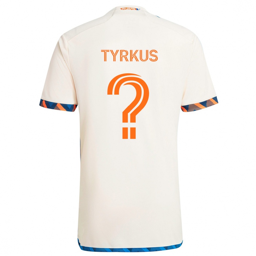 Gyermek Labdarúgás Illia Tyrkus #0 Fehér Narancs Idegenbeli Jersey 2024/25 Mez Póló Ing