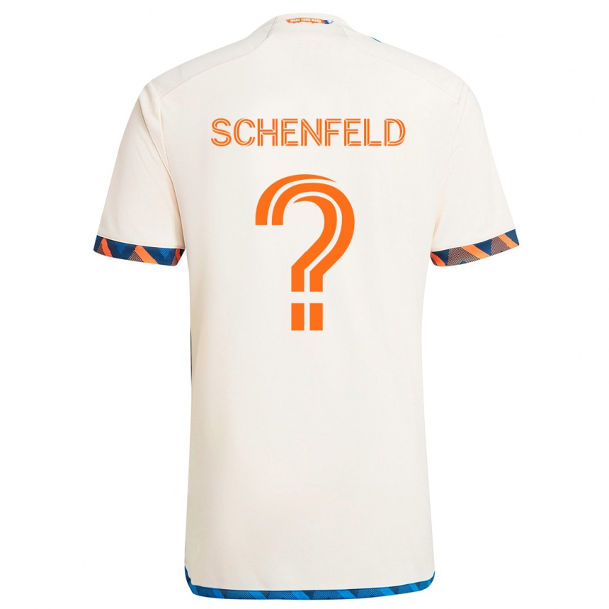 Gyermek Labdarúgás Matthew Schenfeld #0 Fehér Narancs Idegenbeli Jersey 2024/25 Mez Póló Ing