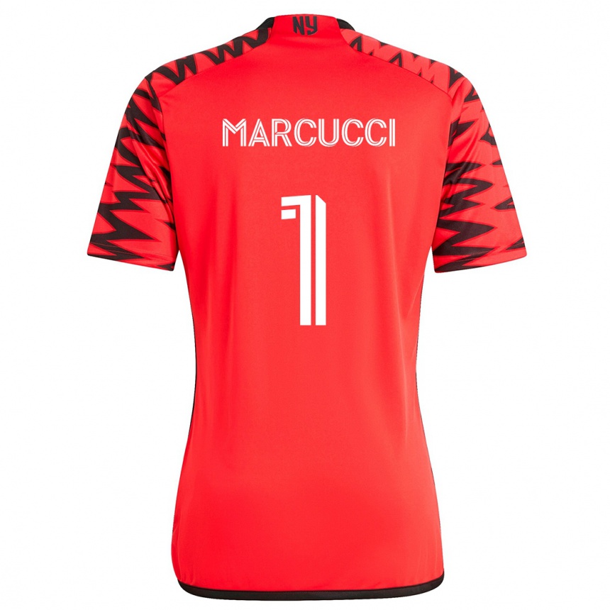 Gyermek Labdarúgás Aj Marcucci #1 Piros Fekete Fehér Idegenbeli Jersey 2024/25 Mez Póló Ing