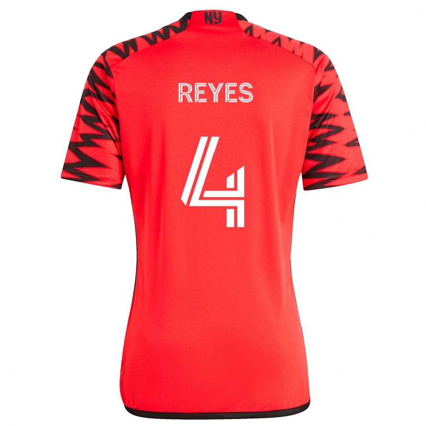 Gyermek Labdarúgás Andrés Reyes #4 Piros Fekete Fehér Idegenbeli Jersey 2024/25 Mez Póló Ing