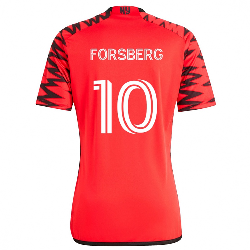 Gyermek Labdarúgás Emil Forsberg #10 Piros Fekete Fehér Idegenbeli Jersey 2024/25 Mez Póló Ing