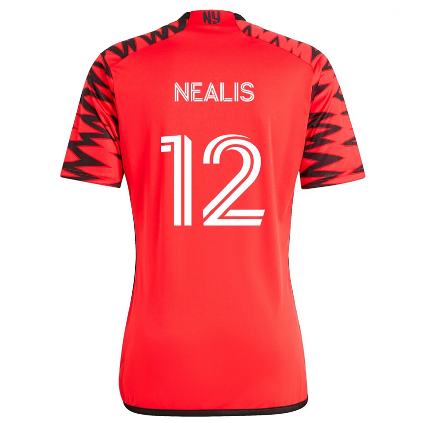 Gyermek Labdarúgás Dylan Nealis #12 Piros Fekete Fehér Idegenbeli Jersey 2024/25 Mez Póló Ing