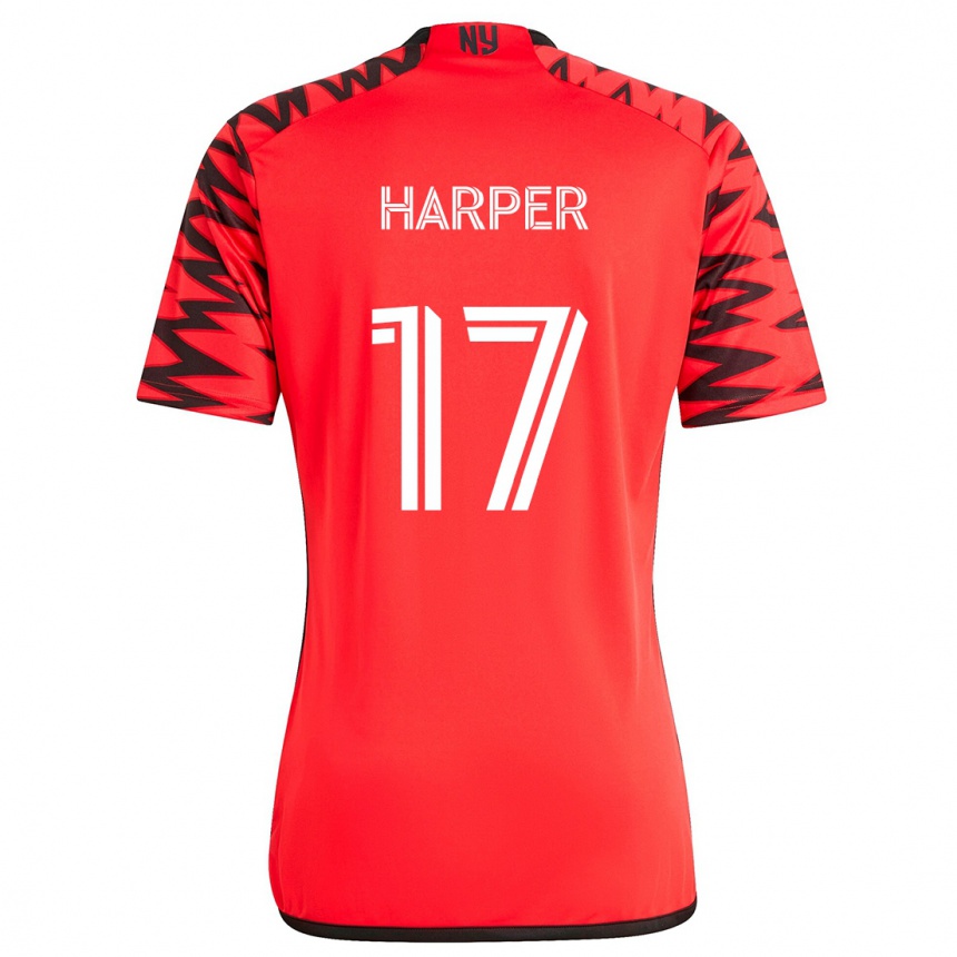 Gyermek Labdarúgás Cameron Harper #17 Piros Fekete Fehér Idegenbeli Jersey 2024/25 Mez Póló Ing