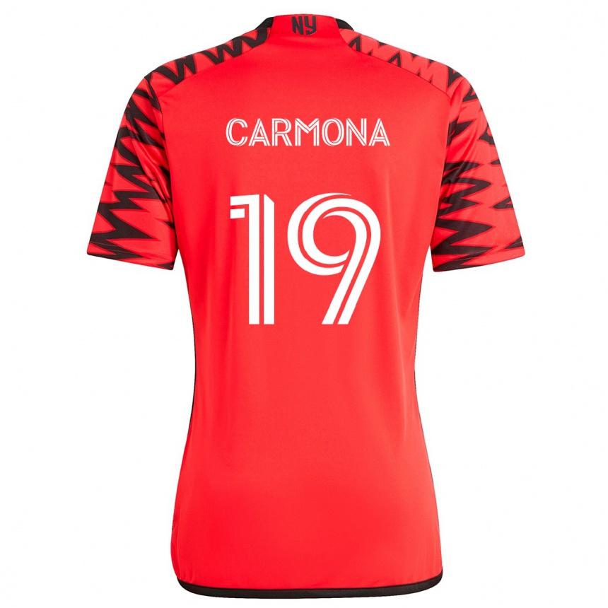 Gyermek Labdarúgás Wikelman Carmona #19 Piros Fekete Fehér Idegenbeli Jersey 2024/25 Mez Póló Ing