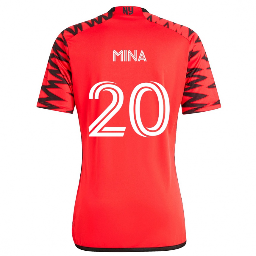 Gyermek Labdarúgás Juan Mina #20 Piros Fekete Fehér Idegenbeli Jersey 2024/25 Mez Póló Ing